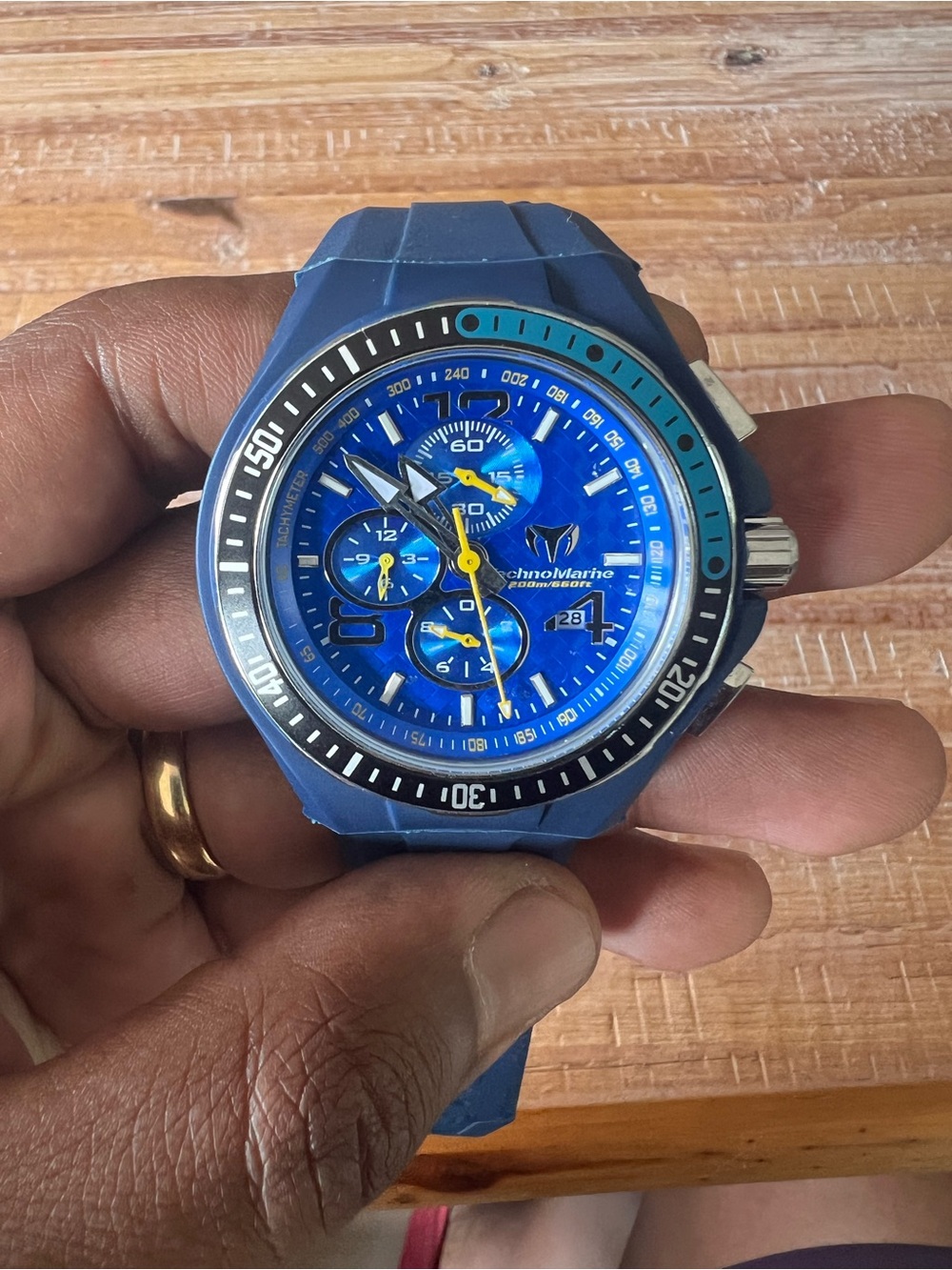 Technomarine Men’s Blue and Yellow Swim Chronograph Watch
